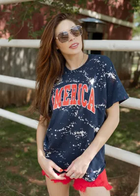 America Bleached Navy Tee