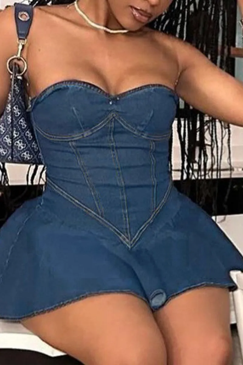 BQ3230 Denim Bustier Mini Dress