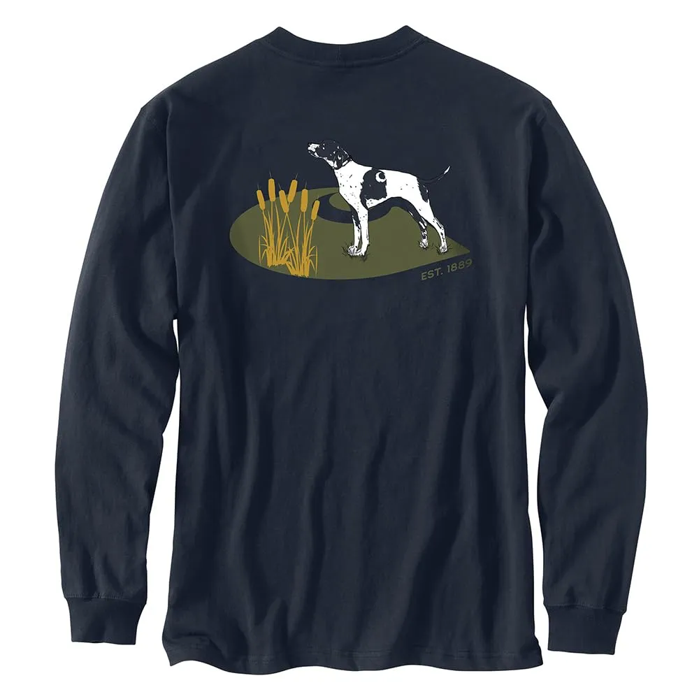 Carhartt 106038 Men's Loose Fit Heavyweight Long Sleeve Pocket Dog Graphic T-Shirt