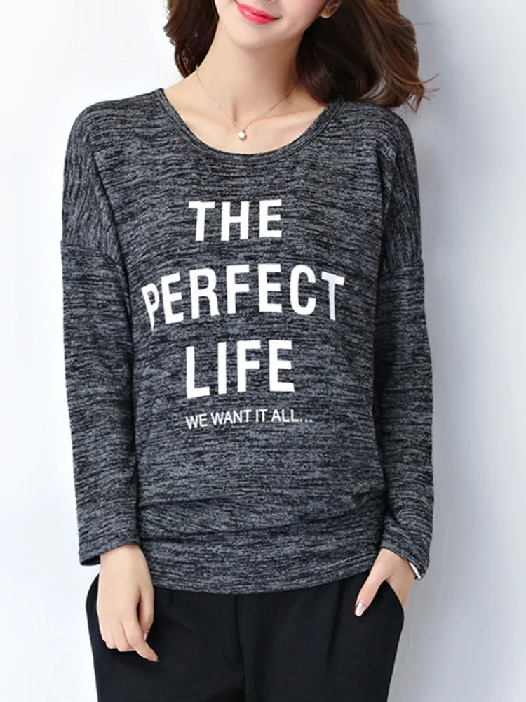 Casual Letters Printed Women Blouses