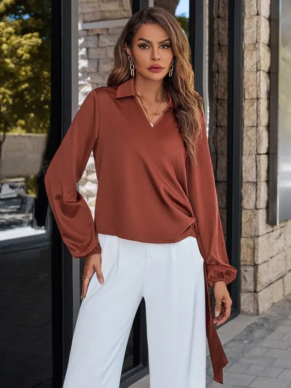 Casual V-neck trendy streamer top women