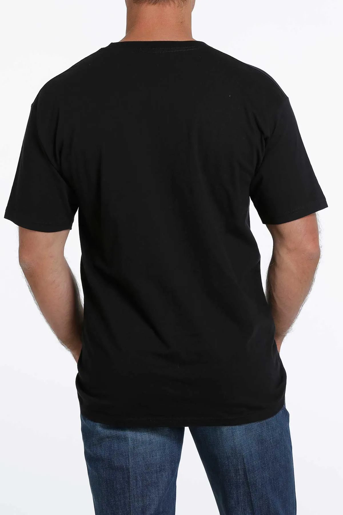 Cinch Men's Black with Blue Logo Tee