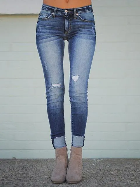 Cuffed Skinny Fit Jeans