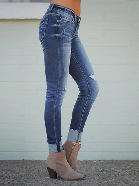 Cuffed Skinny Fit Jeans