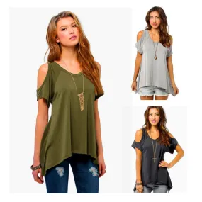 Dew Shoulder Irregular Loose Blouses