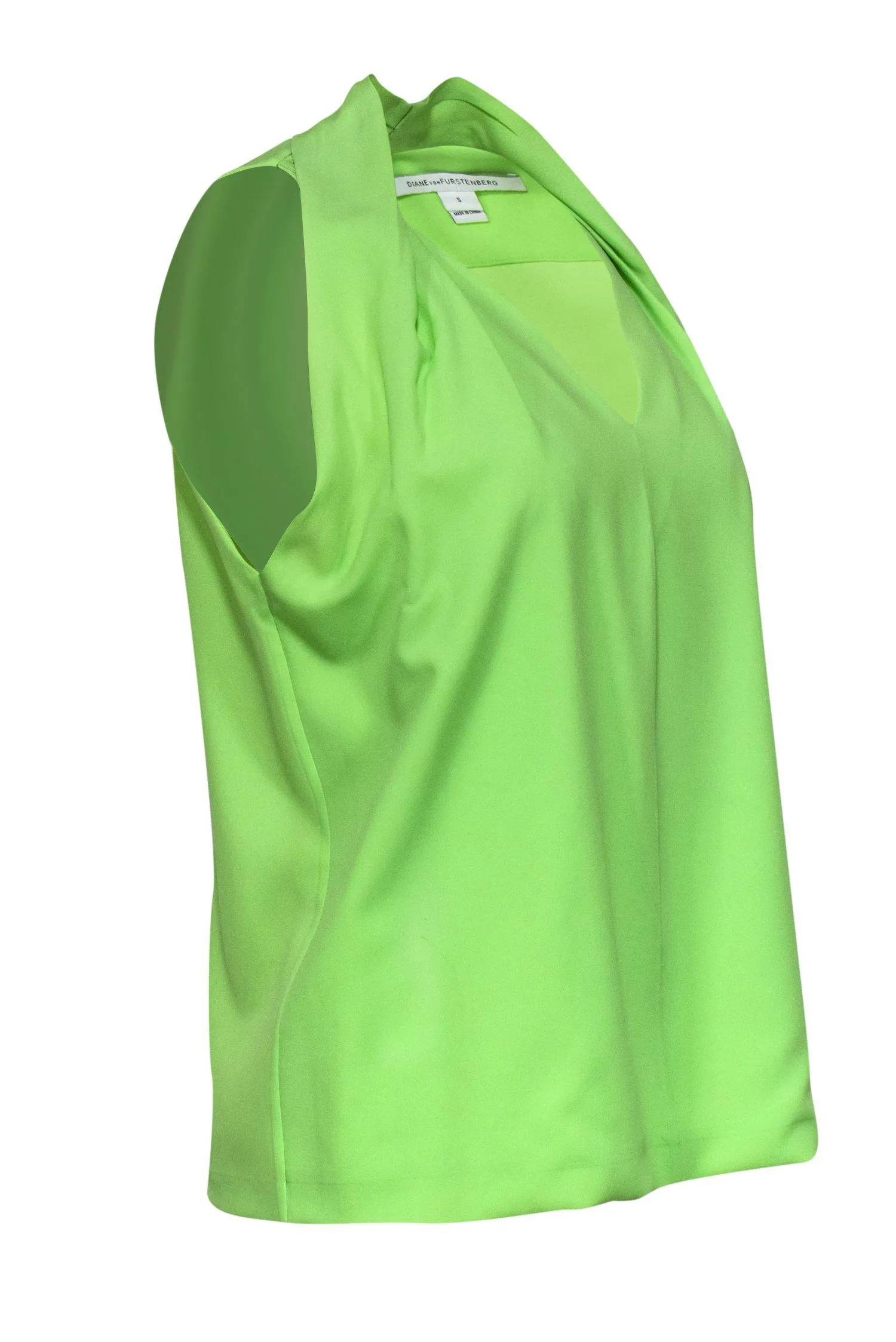 Diane von Furstenberg - Bright Lime Green Draped Tank Sz S