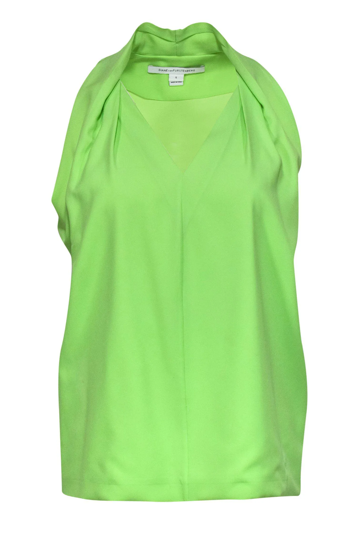 Diane von Furstenberg - Bright Lime Green Draped Tank Sz S