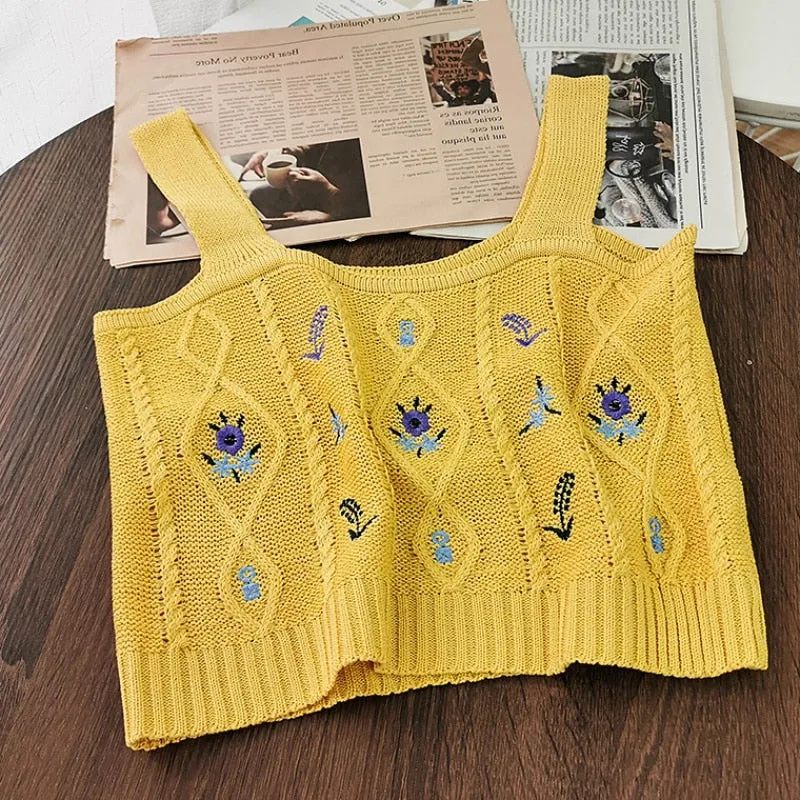 Floral Embroidered Vintage Tank Top