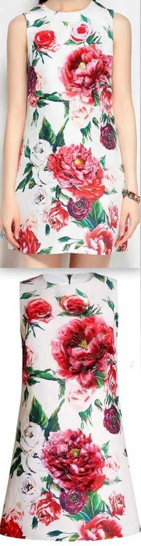 Floral-Print Mini Embellished Dress