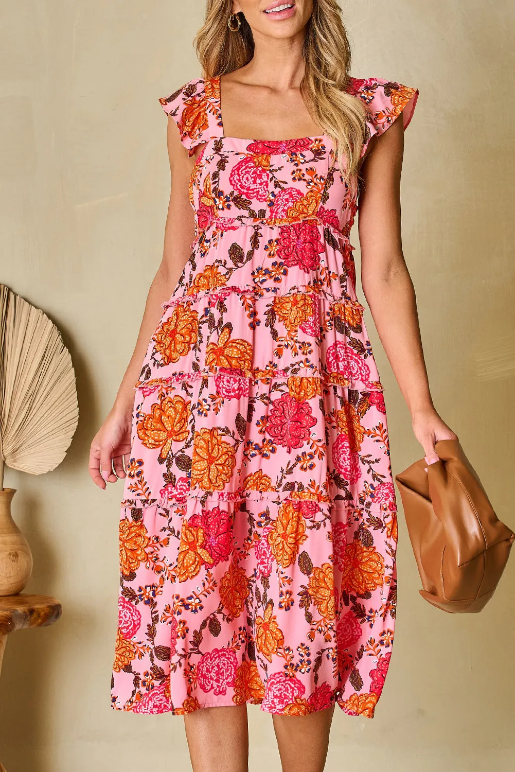 Floral Ruffled Tiered Midi Dress