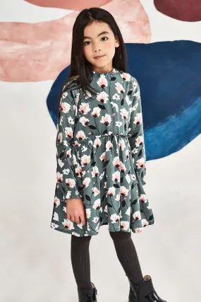 Jean Bourget Lagoon Blue Floral Girls Dress (Size 3 left)