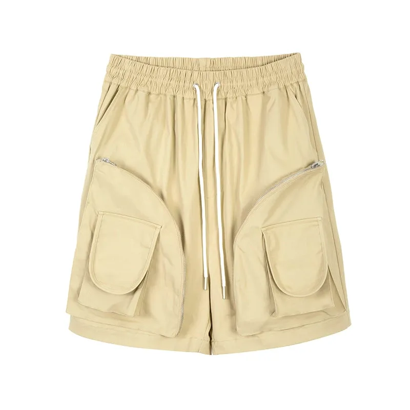 Multi-Pocket Zipper Harem Shorts