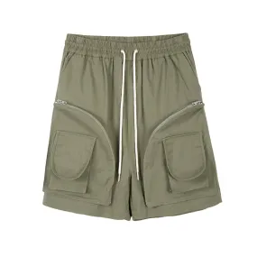 Multi-Pocket Zipper Harem Shorts