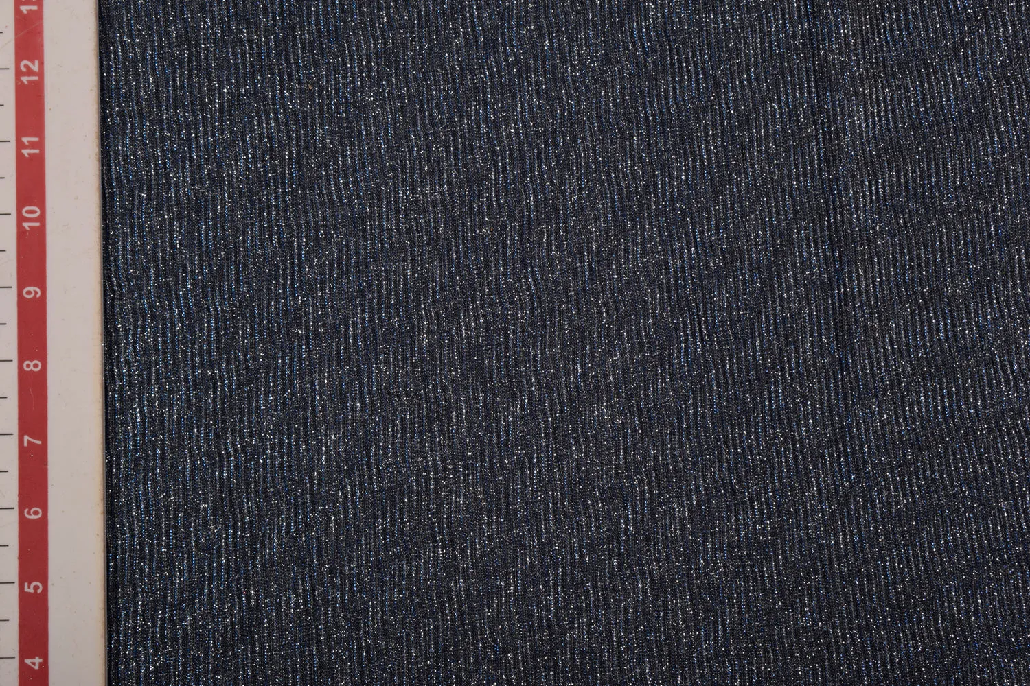 Navy Blue Pleated Knit With Glitter Fabric