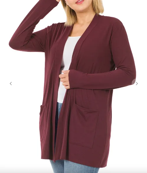 #P825 Plus Stylish Pocket Open Cardigan