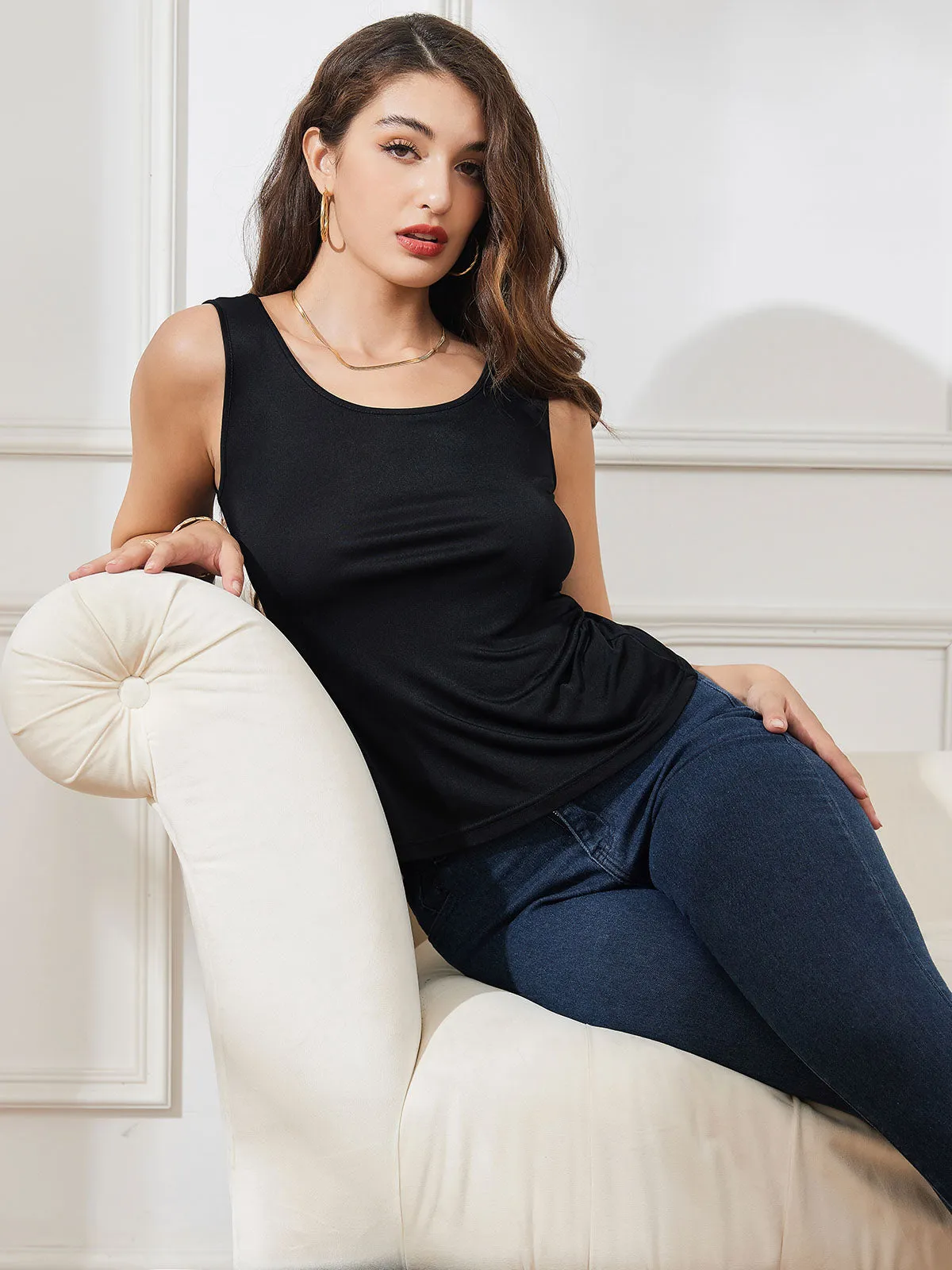 Silk Knitted Lounge U-Neck Tank Top