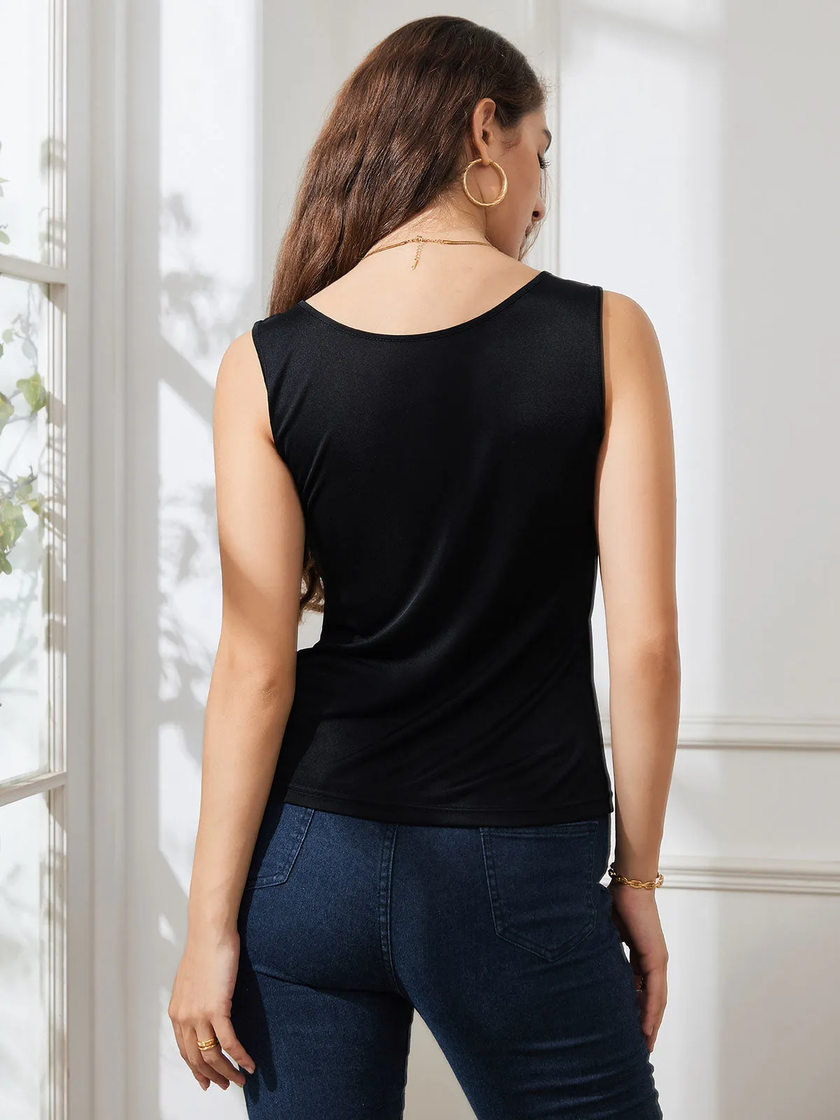 Silk Knitted Lounge U-Neck Tank Top