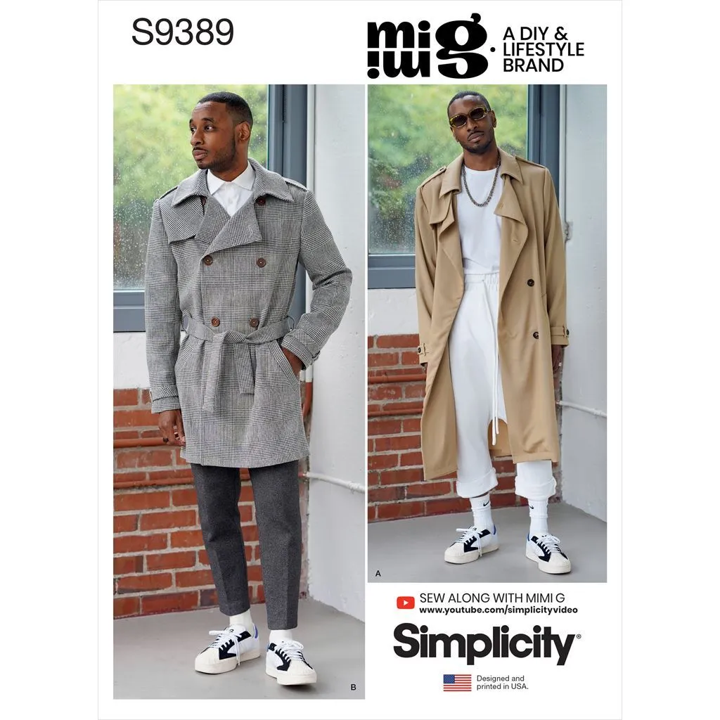 Simplicity Sewing Pattern S9389 Men's Trench Coat in Two Lengths