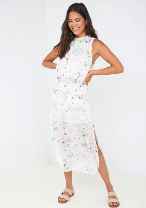 Sleeveless Smocked Waist Midi Dress