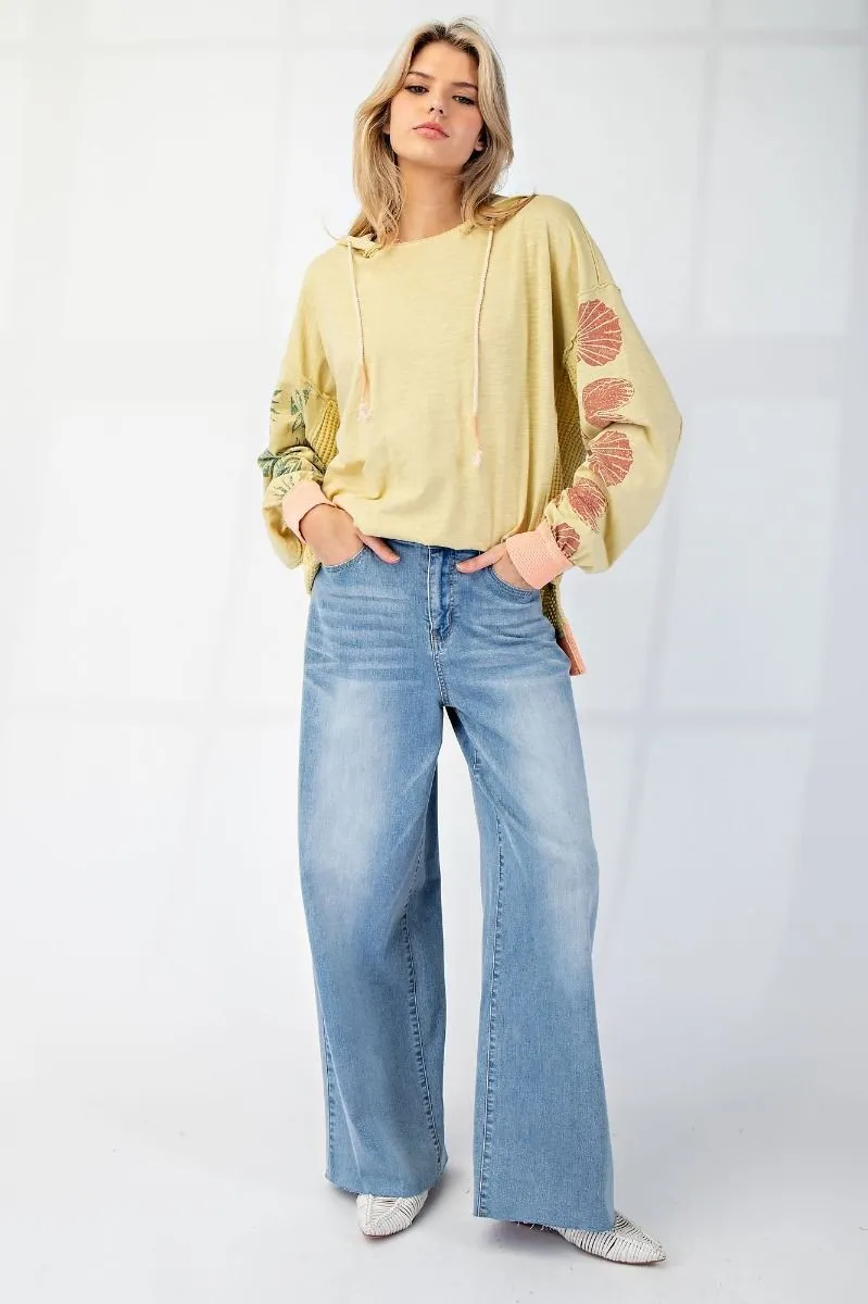 SOFT WASHED STRETCH WIDE LEG DENIM JEANS