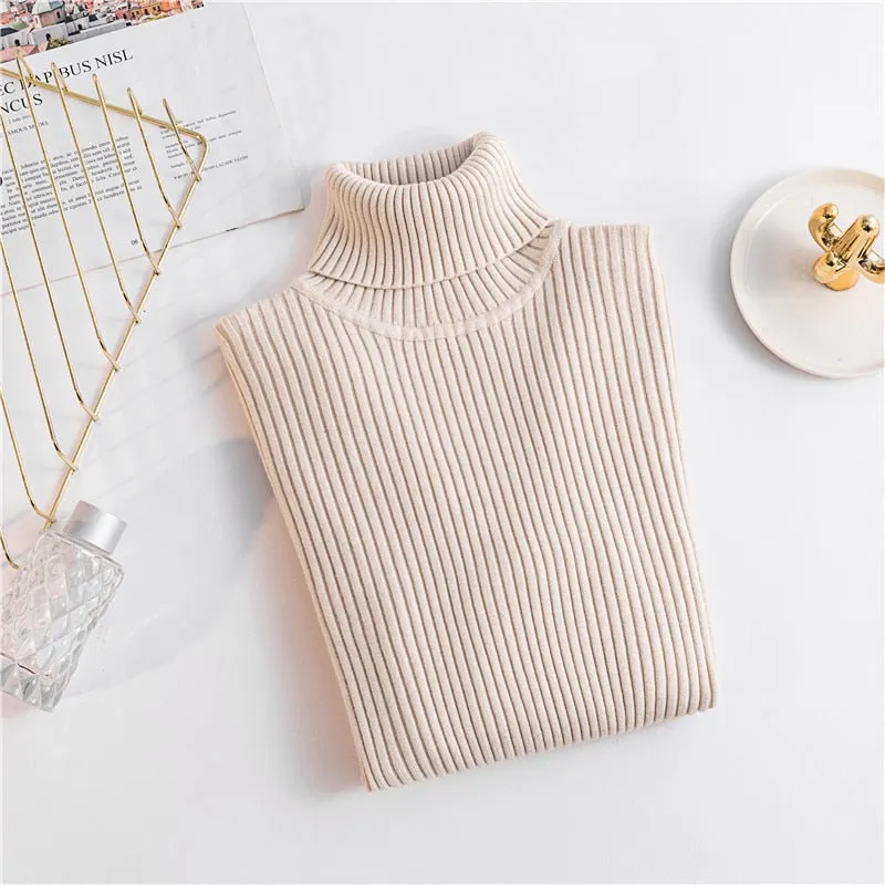 Spring Knitted Turtleneck Casual Pullovers