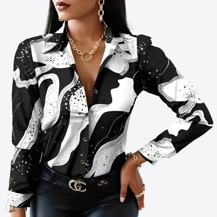 Stylish Printed Long-Sleeve Blouses