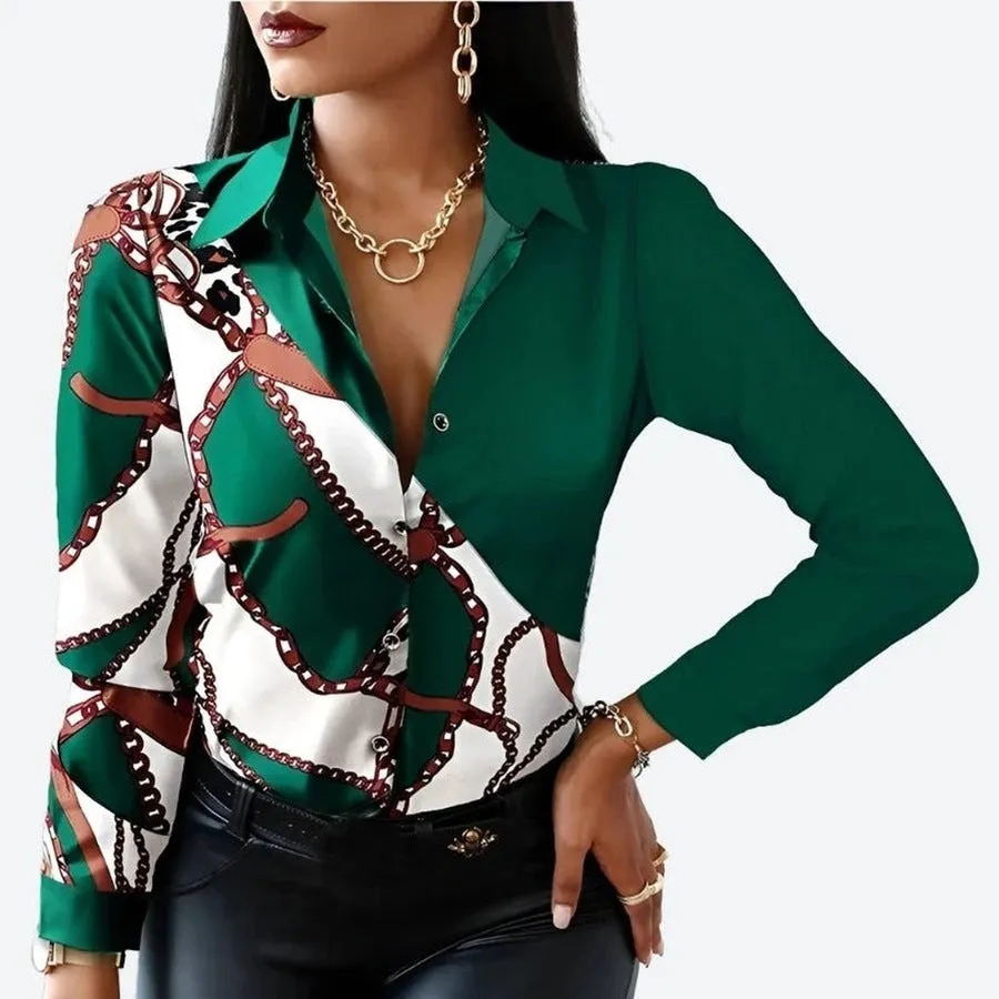 Stylish Printed Long-Sleeve Blouses