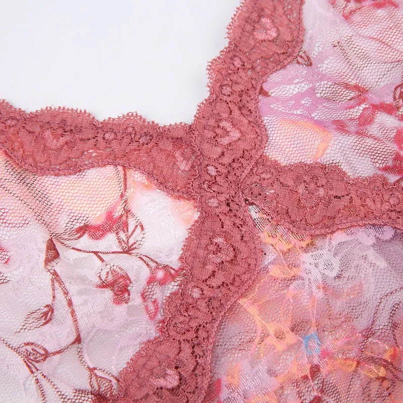 Vintage Floral Lace Patchwork Halter Top