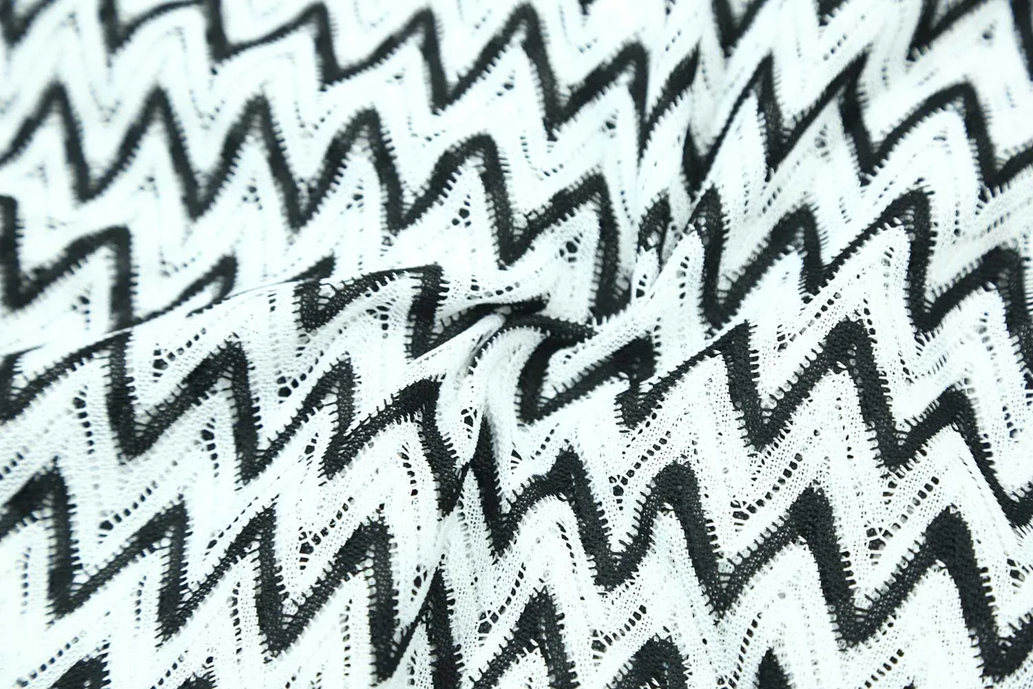 White & Black Fancy Knit Fabric